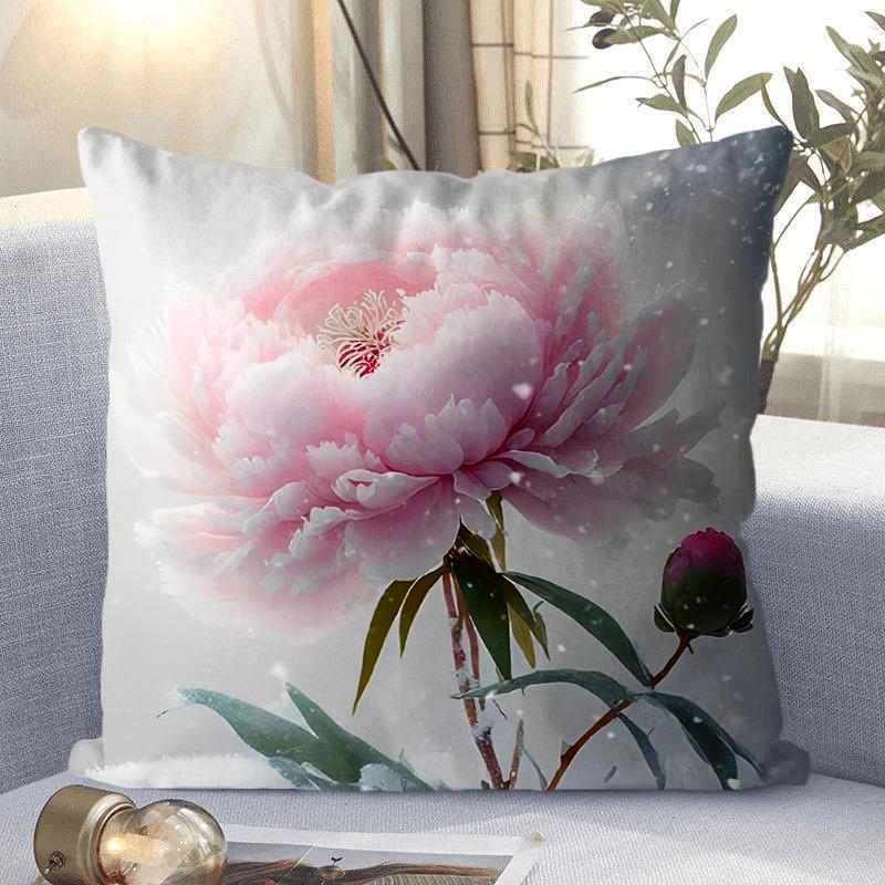 Rose Flower Print Decorative Pillowcase Bedroom Living Room Square Cushion Pillowcase
