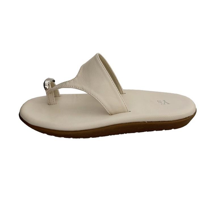 SGIRL TWTW high-end fashion round toe flip-flops shoes women's summer leather flat-bottomed vacation beach