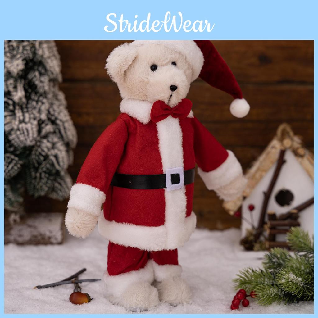 Adorable Christmas Standing Bear Plush Toy Cute Red Bear Figurine For Holiday Decor