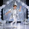 Kegelvormige Ster Kostuumset Zilver/Goud Kerststal voor Kinderen Kerstscène Festival Vorm Cosplay Outfits Zondagsschool Kerkbenodigdheid Glanzend