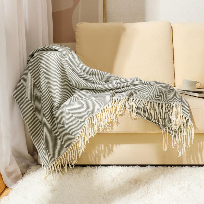 Multi-Purpose Woven Blanket: Sofa Throw, Bed Runner, Air Conditioning Shawl, Summer Cool Nap Blanket
