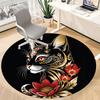 1pc Cat Flowers Office Round Area Rug, Indoor Mat Suitable ForOffice, Under Office Chairs Bedroom Living Room Home Decor, Room Deco 011