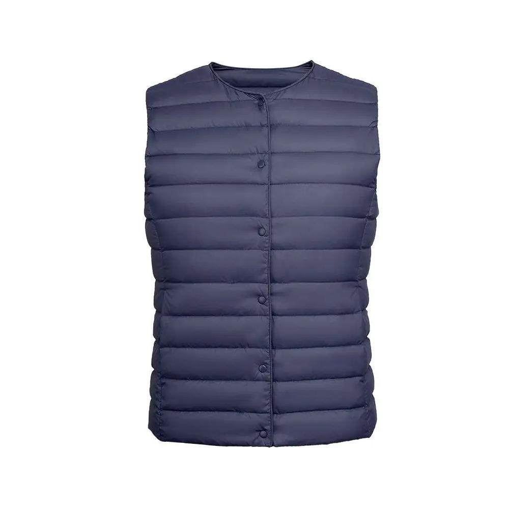

Women s Warm Vests Ultra Light Down Vest Women Two Ways Waistcoat Portable Warm Sleeveless Winter Liner 4XL Темно-синій