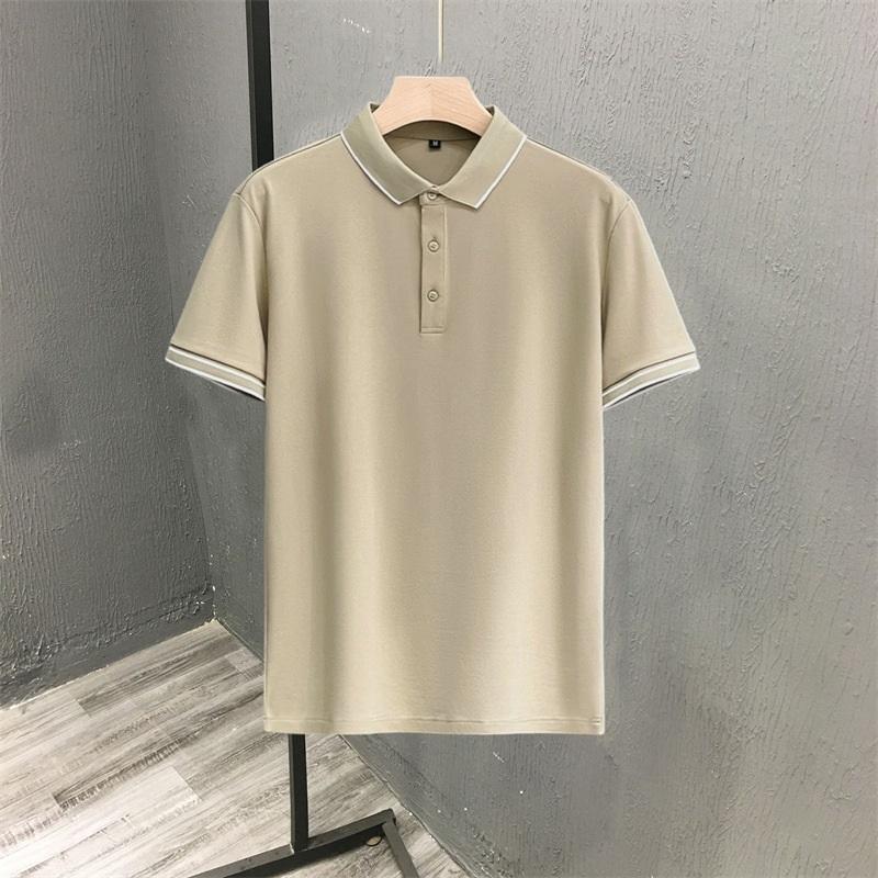 Summer Ice Silk Short Sleeve Polo Shirt For Men Contrast Trim Collar Business Casual Breathable And Quick-dry Cross-border Hot Sale