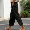 Women Pants, Drawstring Adjustable Waistband High Waist Summer Pants, Pure Color Loose Fit Casual Trousers for Travel Work School Daily Wear