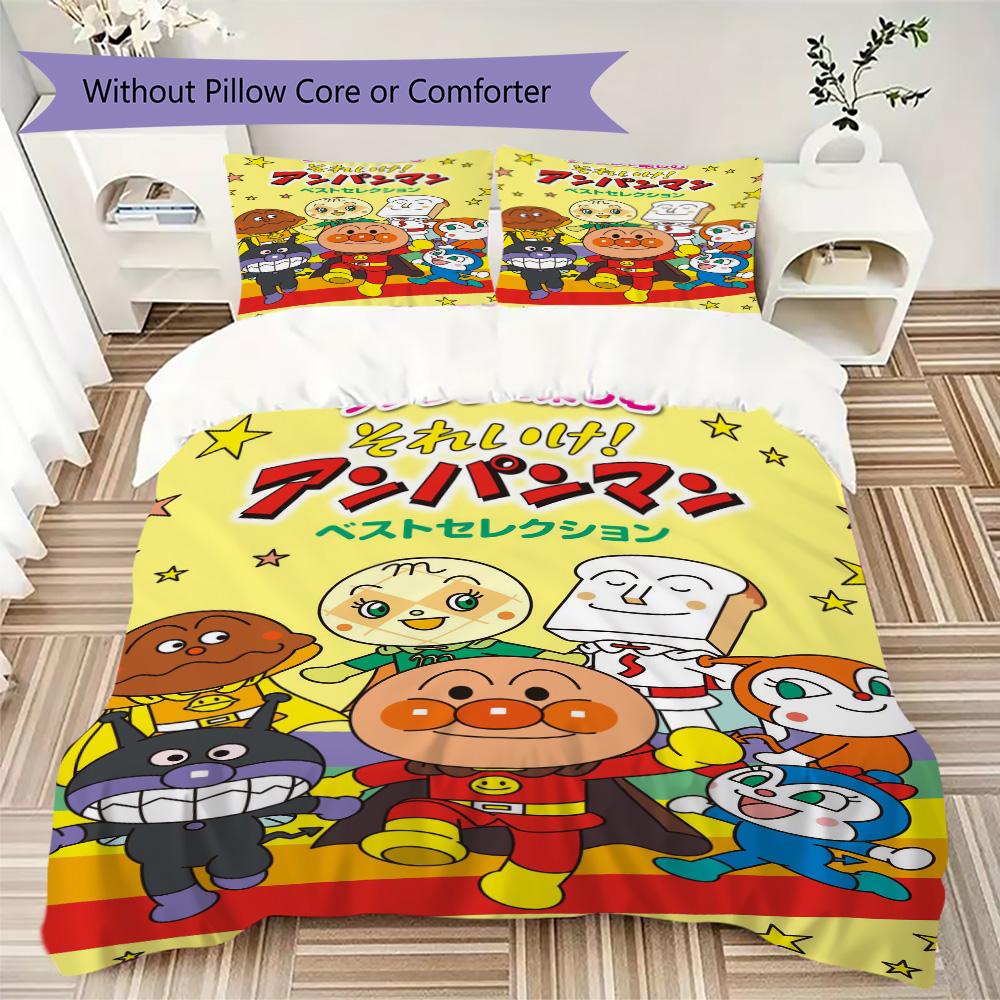 Cute Bread-man anime Pattern Bedding,Quilt Set Quilt Cover Pillowcase Home Birthday Gift (1*duvet cover+2*pillowcase,without core)ZSJT0917322