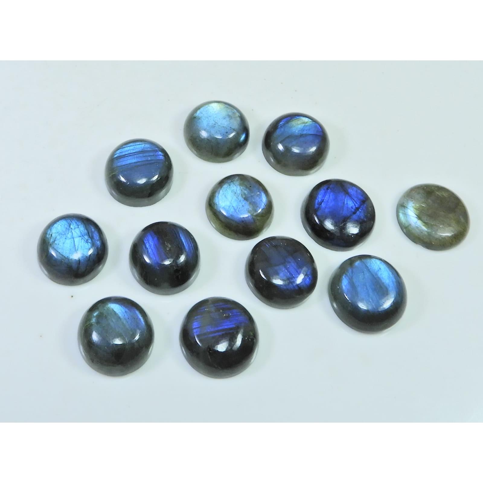 13X13MM Natural Labradorite Blue  Round Cabochon Loose Gemstone 12Pcs Lot C-1028