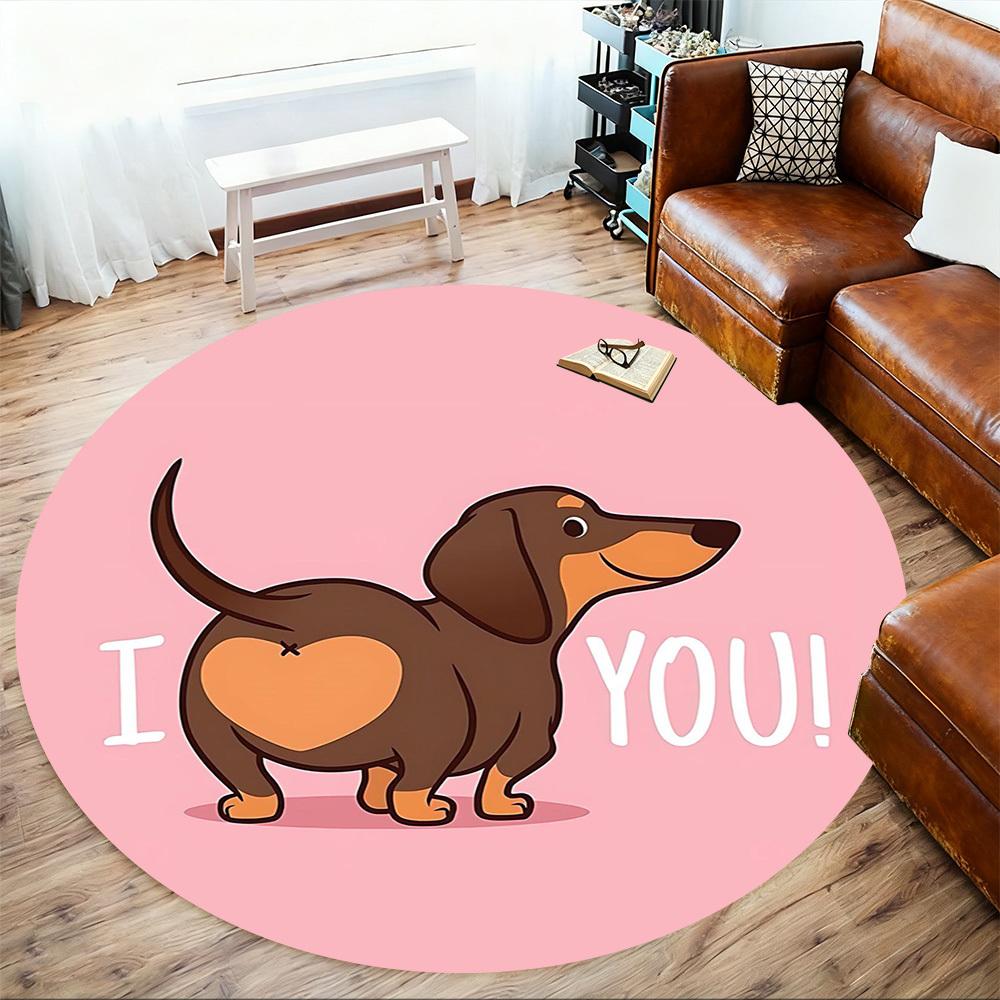 1pc I Love You Round Chair Mat Area Rug - Non-Slip, Floor Mat for Office, Bedroom, and Indoor Decor C1125116