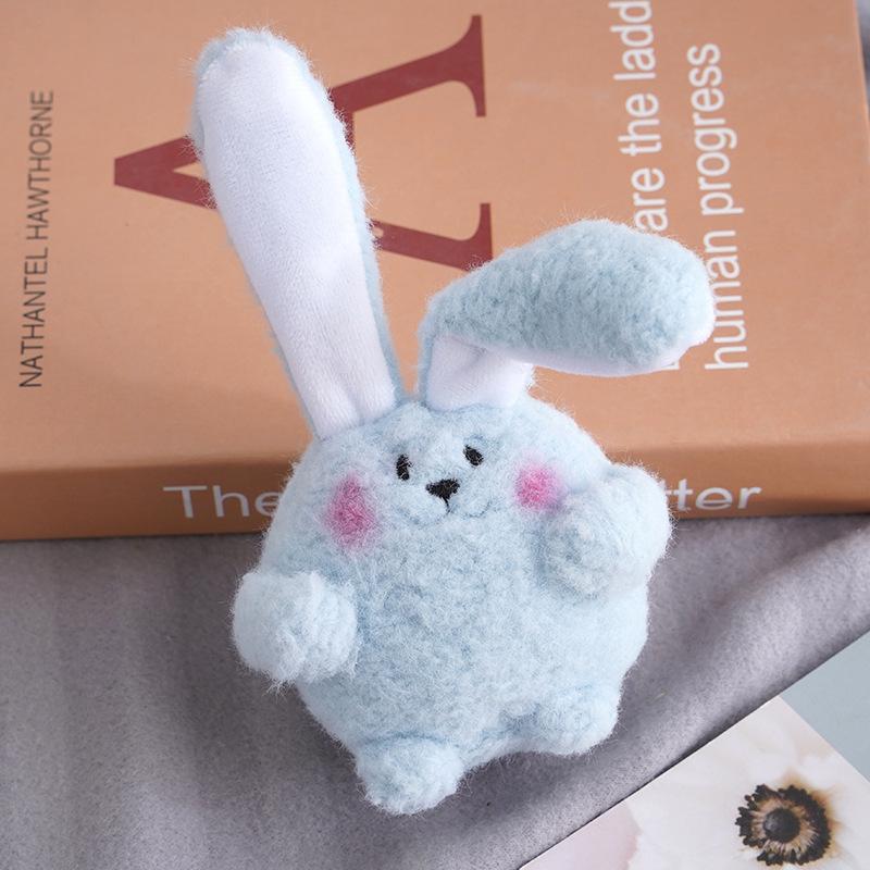 Adorable Pink Longeared Bunny Keychain Plush Toy Cute Animal Pendant