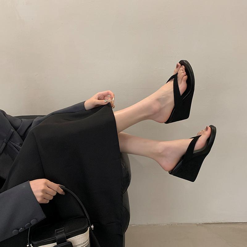 Summer Women Clip Toe Wedges Heel Slippers Comfort Outdoor Street Style Shoes Ladies Comfort Leopard Slides Flip Flop