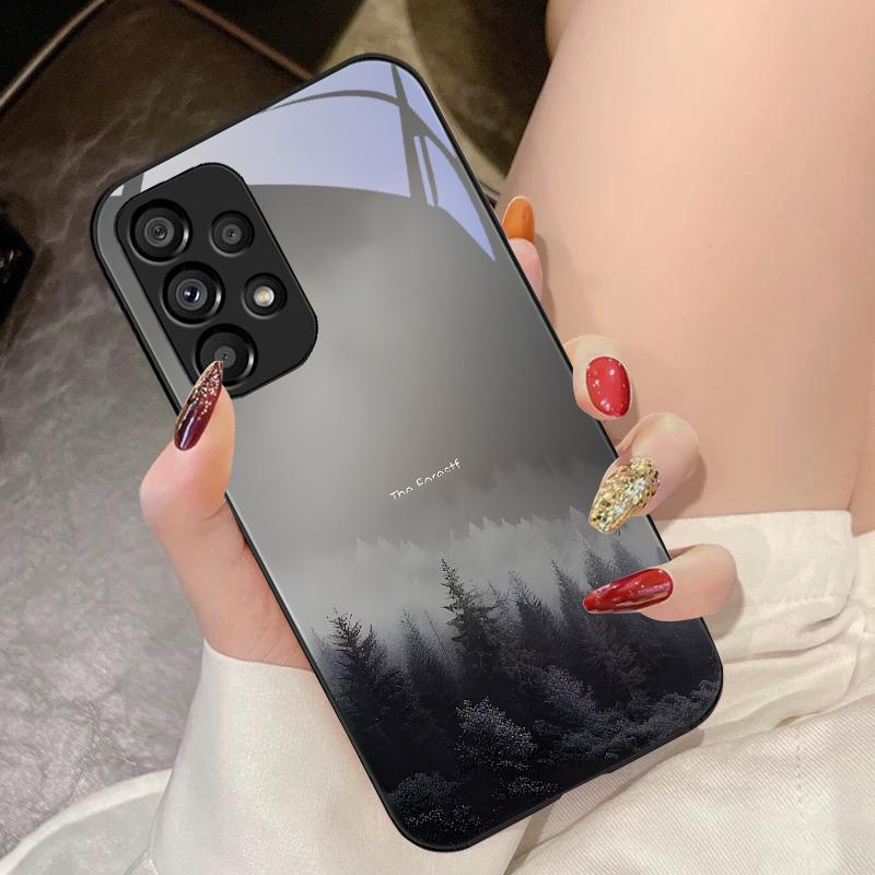 Misty Forest Black Für Samsung Galaxy S10 4G S20 11E 30 S21 21Fe 22 S24 Pro S23 Ultra 5G S8 S9 Gehärtetes Glas Handyhülle