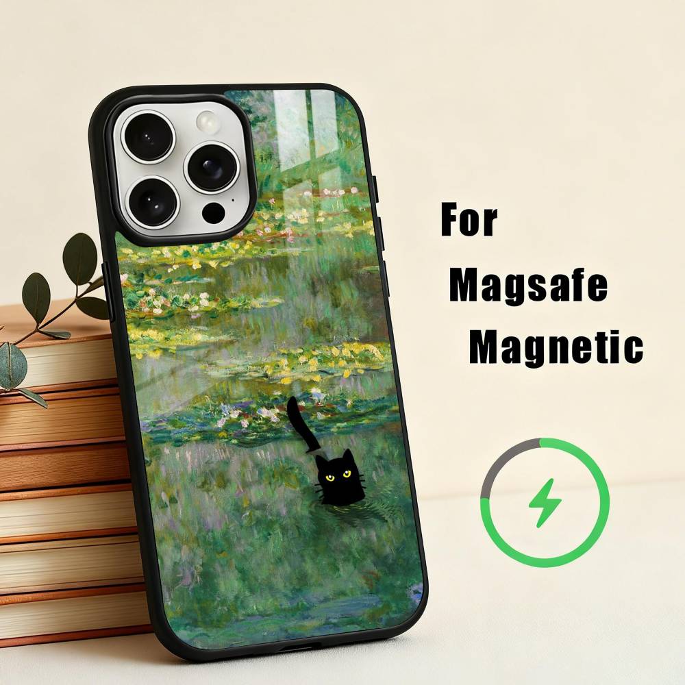 Matisse Monet Black Cat Funny Art  Phone Case For iPhone17,16,15,14,13,12,11 Plus,Pro Max Magnetic For Magsafe Wireless Charging