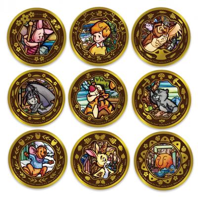 Overwhelming Gold Badge Disney Character Winnie the Pooh Pieces Per 24K Gold Plated Tin Badge Diameter [10 Box] Approx. 5.6cm