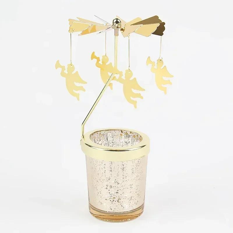 Angel Moon Golden Hot Rotating Candle Holder Ornaments Metal Windmill Rotating Creative Hand Gift Christmas Decoration