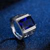 Trendy Men Ring  Copper Jewelry With Sapphire Zircon Gemstone Finger Rings For Male Wedding Party Hand Accessories