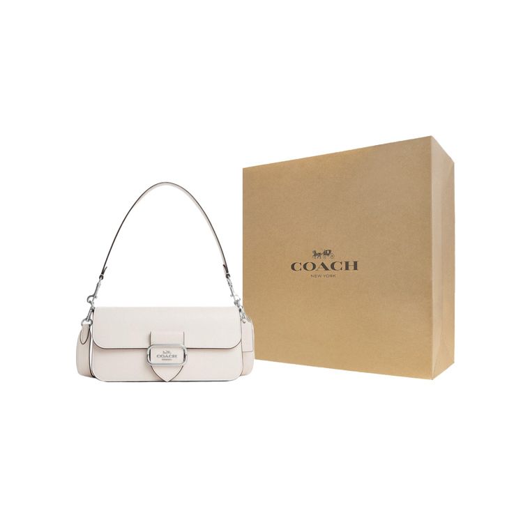 Coach Morgan 26 Quilted Flap Leather Crossbody Shoulder Bag Medium Women Bags Beige CO942-SVHA