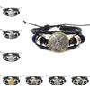 Vintage Punk Style Seven Archangels Gemstone Leather Bracelet For Women And Men Handmade