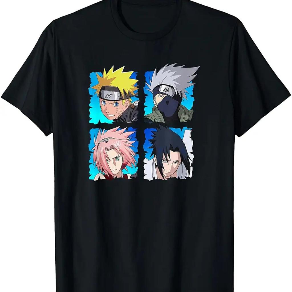 Team 7 Naruto TShirt Men Naruto Kakashi Sasuke Sakura Anime Character Group Graphic Short Sleeve Oversized Streetwear Fan Tee