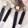 Women Double Pearl Belt Pu Leather Dress Skirt Waist Elastic Thin Belts