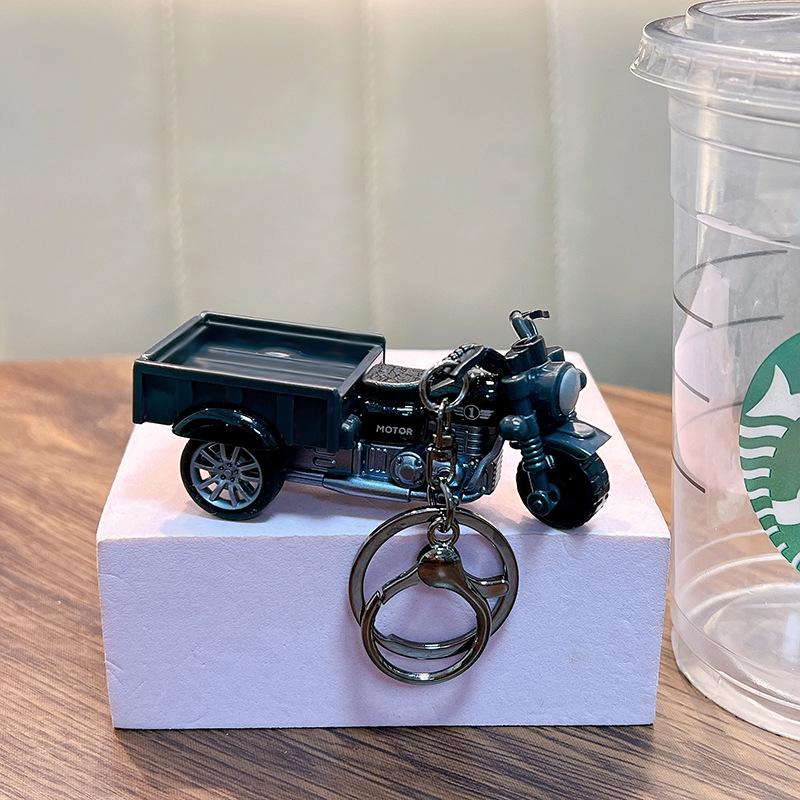 Creative Tricycle Keychain: Pull-back Toy Car Model & Backpack Pendant Gift