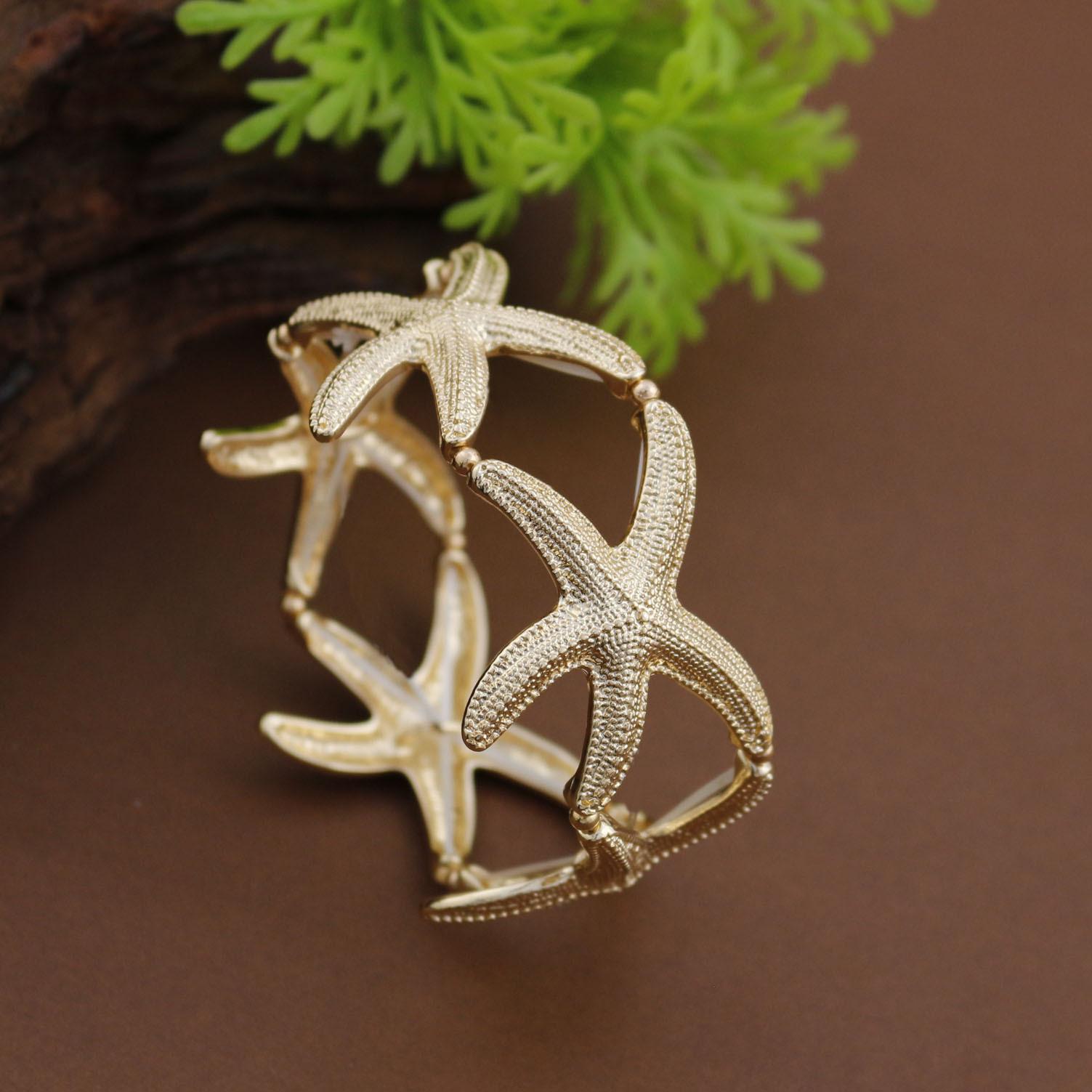 

Новый полый геометрический эластичный браслет в виде морской звезды, женский преувеличенный высококлассный летний пляжный браслет в виде морской звезды