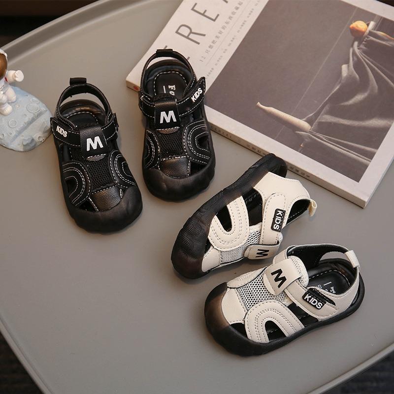 Toddler Baby Boy Closed Toe Anti Kick Non Slip Soft Sole Walking Sandals