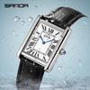 Orologio Classico da Donna Rettangolare Tank con Fibbia a Farfalla Moda Casual Orologio al Quarzo Impermeabile in Vera Pelle