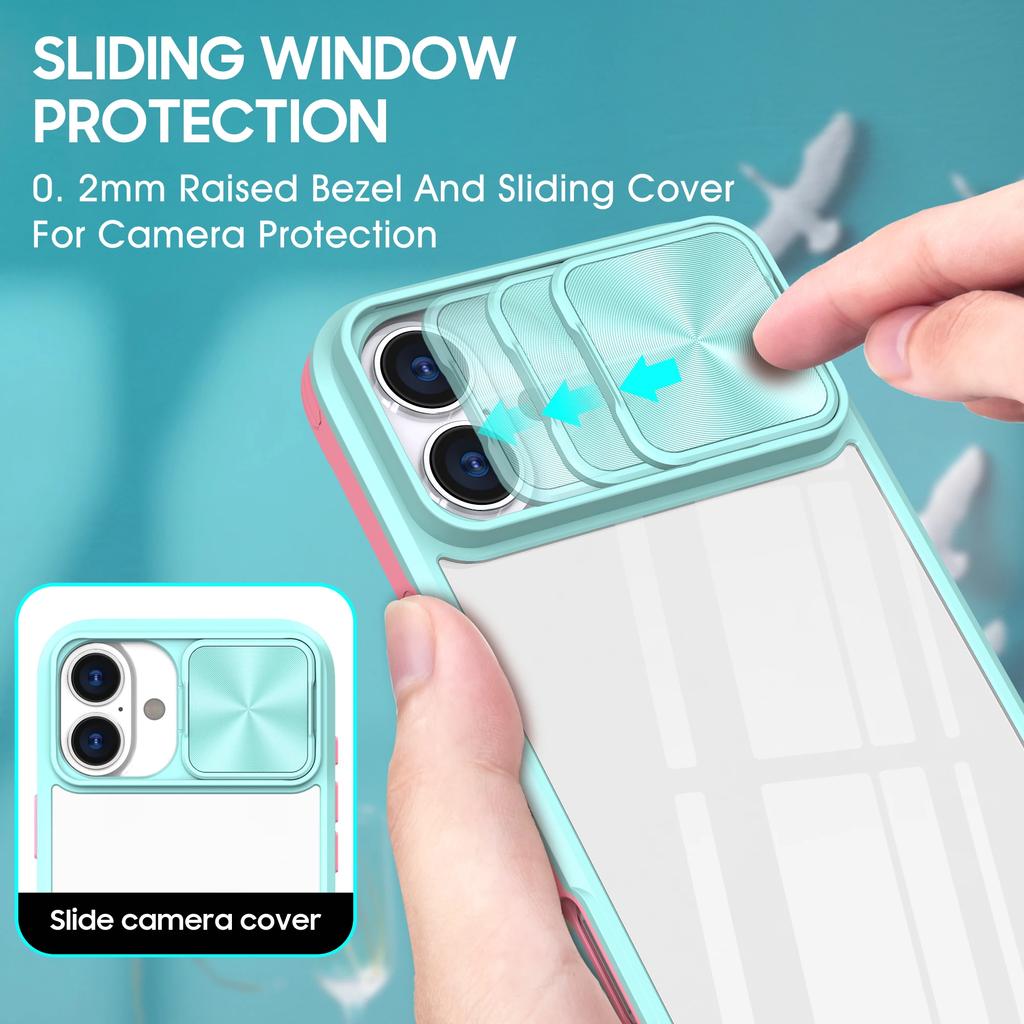 Luxury Crystal Clear Slide Camera Protection Case for IPhone 16 Pro Max 15 14 13 Plus Mini Acrylic Hard Transparent Back Cover