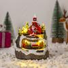 Christmas Igloo Ornaments Church Figurines with Rotating Train LED Lights Music Box Figurines Decorative Holiday Decor Festive Gift