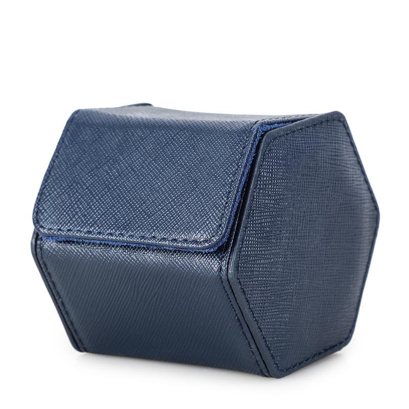 

Hexagonal Genuine Leather Scratch-resistant Watch Storage Box темно-синього кольору