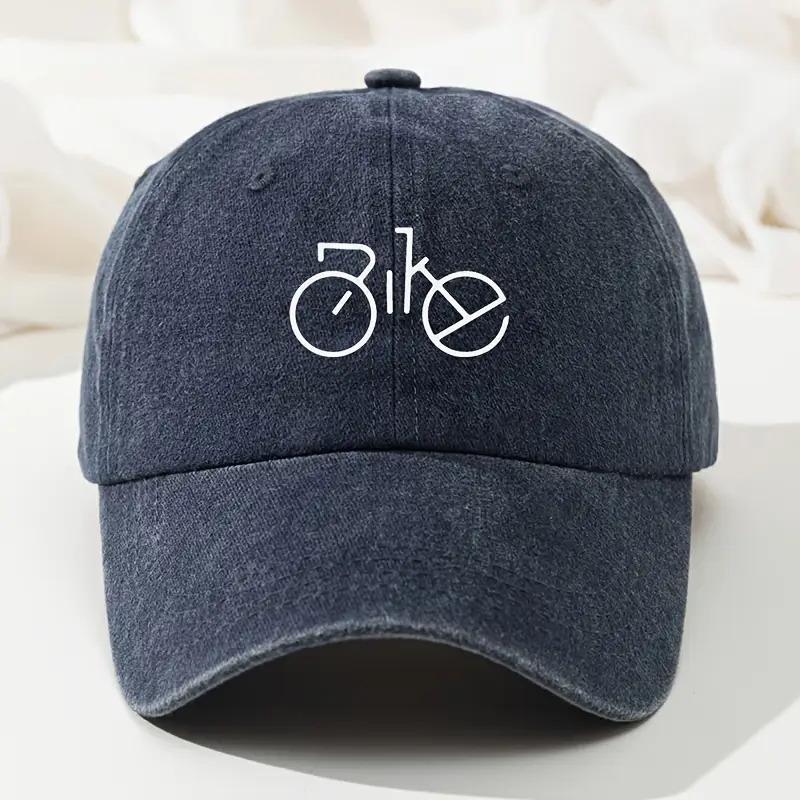 Bicycle Graphic Baseball Cap Vintage Washed Casual Polyester Adjustable Streetwear Hat Unisex