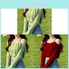 Frühlings-Koreanischer Stil Schulterfreier Grüner Strickpullover Für Damen Mit Prinzessinnenärmeln