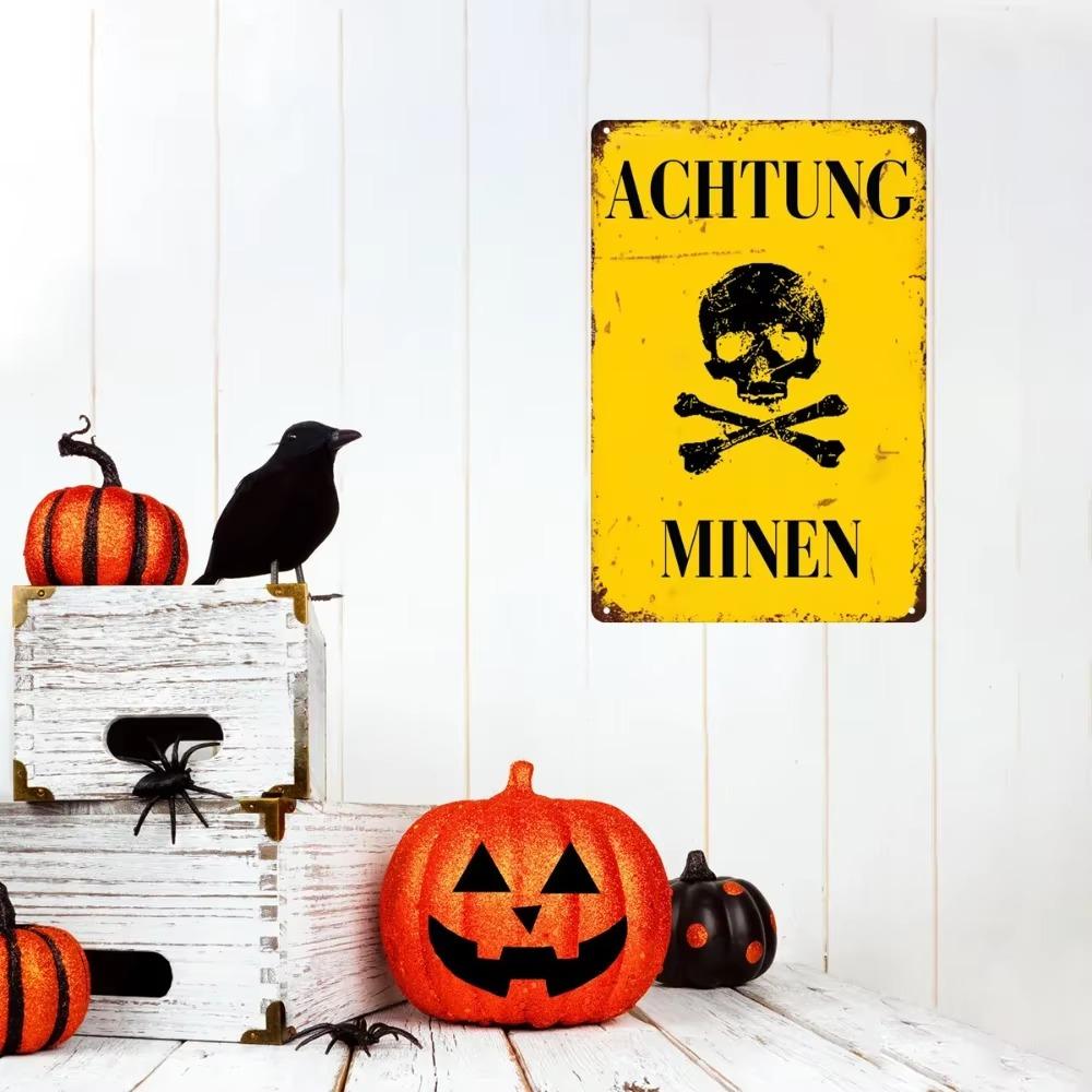 Durable Metal Signs Military Style Tin Warning Sign for Mines Ideal as Man Cave Plaques Poster for Yard Garage Wall Decoration