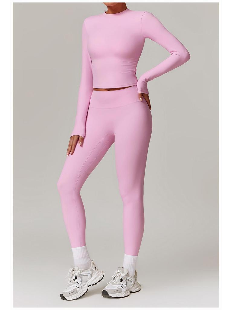 Women's Winter High-Waisted Slimming Yoga Set: Elastic Leggings and Long-Sleeved Jacket
