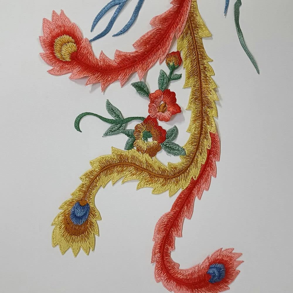 1Pcs Colorful Phoenix Bird Applique Embroidery Patch Applique DIY Lace Fabric Clothing Accessory 72*38cm