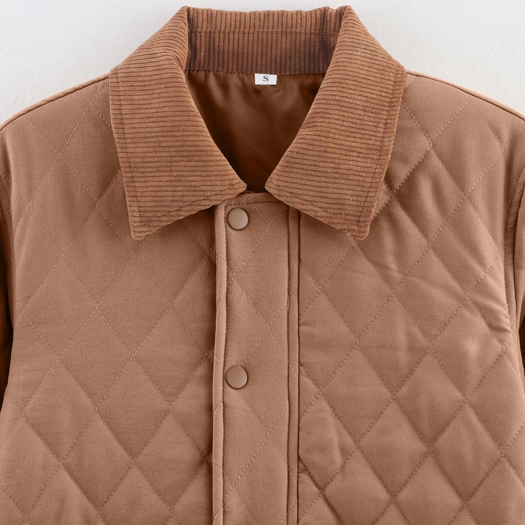 Women's Corduroy Solid Color Warm Cotton Long-sleeved Jacket