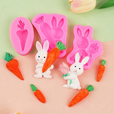 3D Karotten-Hase Silikonform Lebensmittelqualität Schokoladenform für Fondant Kuchen Dekoration & Harzkunst Backofen Spülmaschinenfest Einfache Entformung Süßigkeitenform