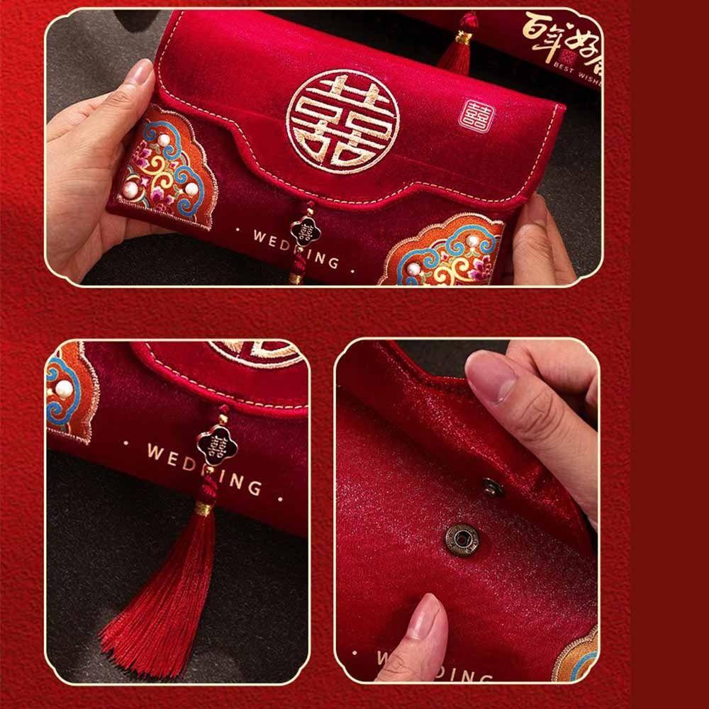 Embroidery Chinese Wedding Red Envelope New Year Money Bag  Wedding Party Supplies