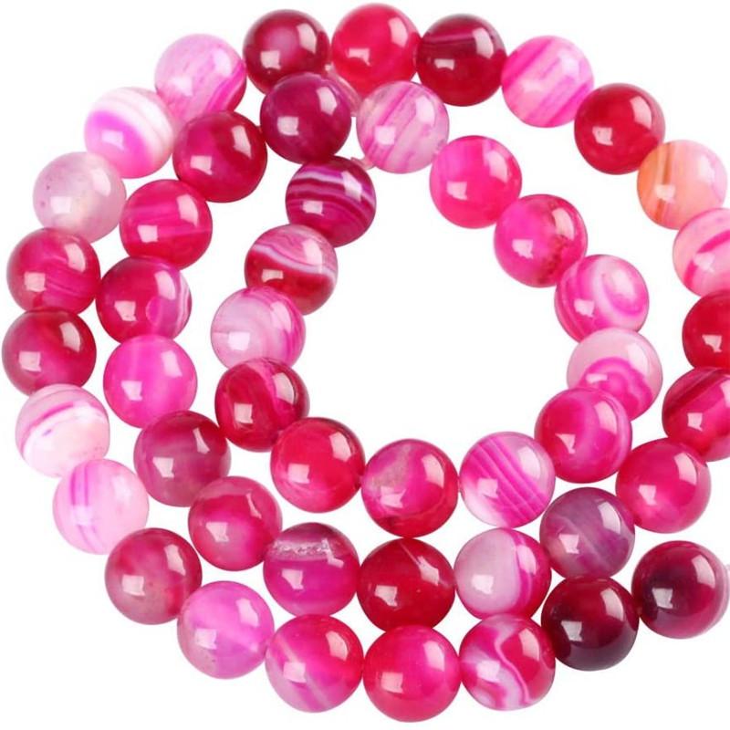 Natural Gemstone Stone Loose Spacer Bead Red Stripe Agate Beads for Making Jewelry