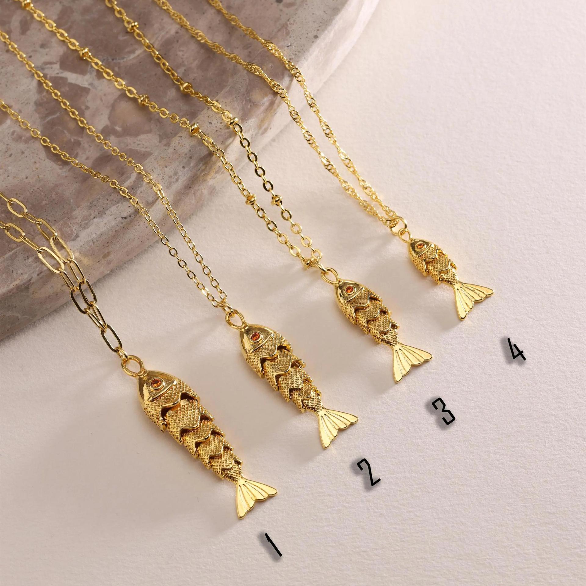 Fashion Retro Versatile Fish Koi Electroplating Personalized Fashion Necklace Light Luxury Personalized Pendant Necklace Female