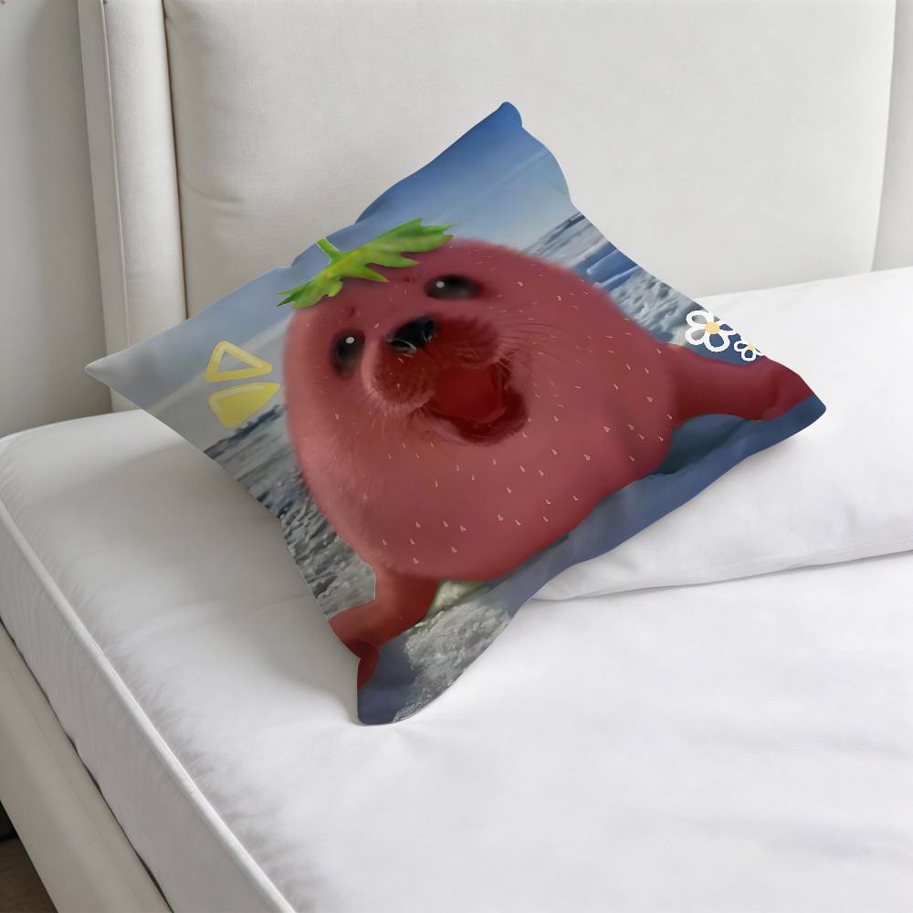 Seal Sea Cute MeMe Square Pillow Case Soft Decorative Throw Pillow Cover for Home Sofa Bed
