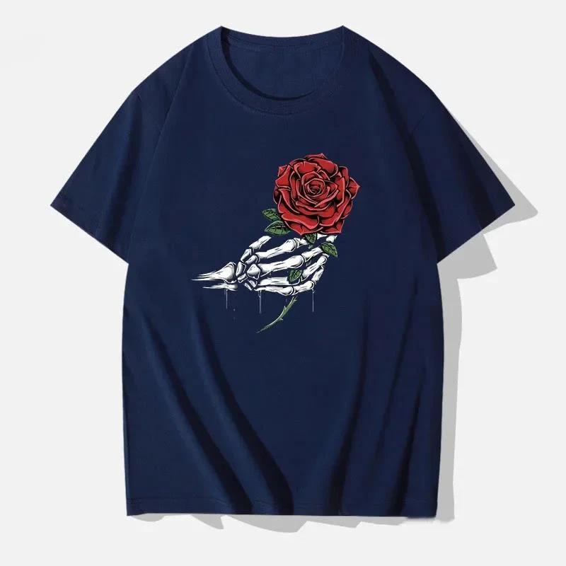 Letní móda pánské tričko z čisté bavlny se zábavnými vzory, měkké a prodyšné potištěné tričko pro muže, ležérní a volné 100% p