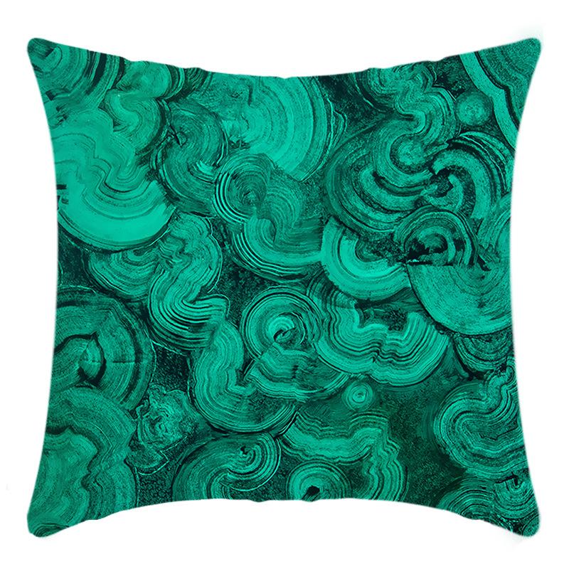 New Light Luxury Series Green Color Printing Splicing Printed Pillow Case Home Sofa Cushion Cover