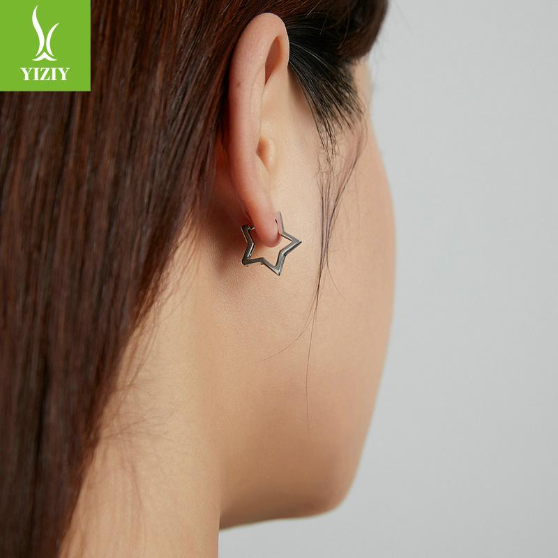 Star Ear Buckle S925 Silver, Personality Charm Fashionable Star Earrings Sce1136