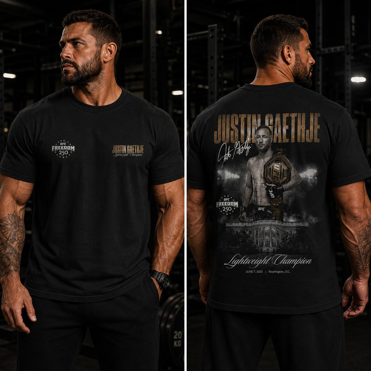 Justin Gaethje Freedom 250 Patriotic Fight Night Graphic T Shirt XXL