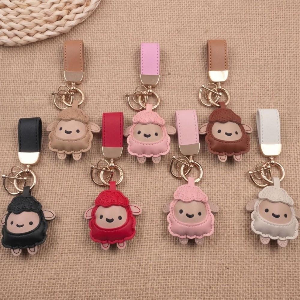 Cartoon Goat Pendant Braided Rope Goat Car Keychain Rich and Lucky Pu Sheep Keychain Women