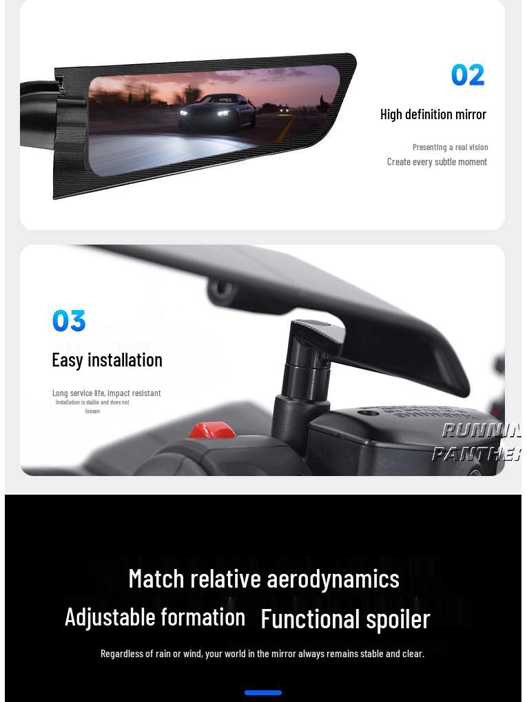 Rotatable Rearview Wind Deflector Mirror for Kawasaki Ninja 400/650 (2018-2022)