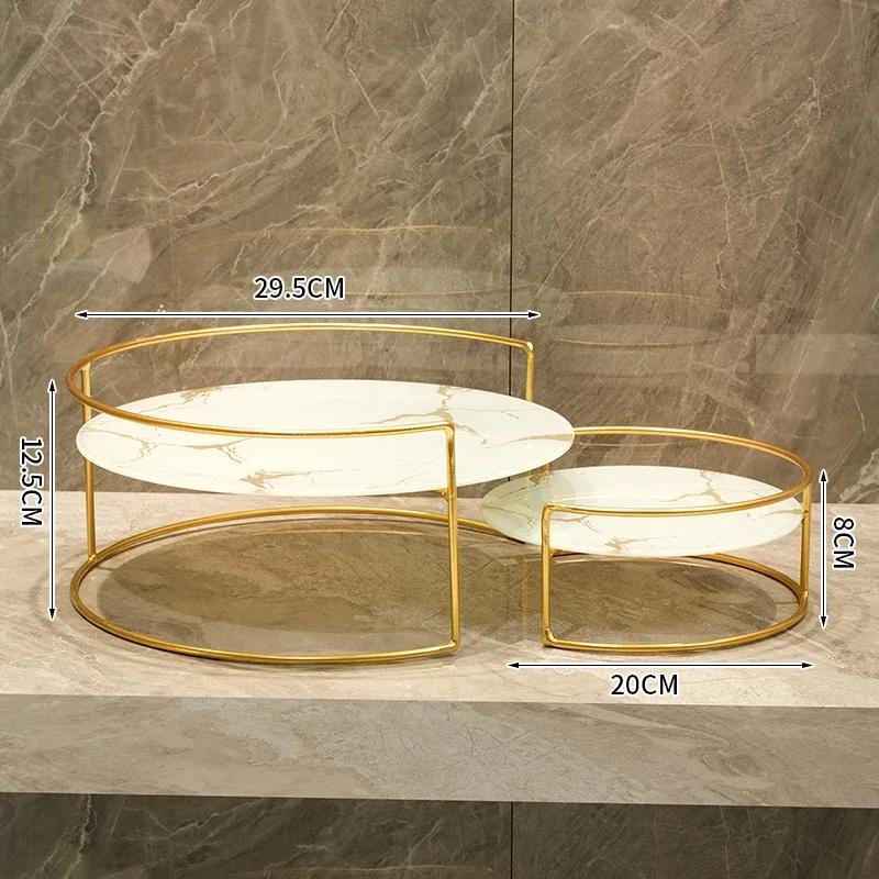 Vassoio in Vetro Marmorizzato Metallico Set da 2 Pezzi Scaffale Decorativo Portaoggetti Organizer da Scrivania Scaffale per Cosmetici Espositore Scaffali per Bagno