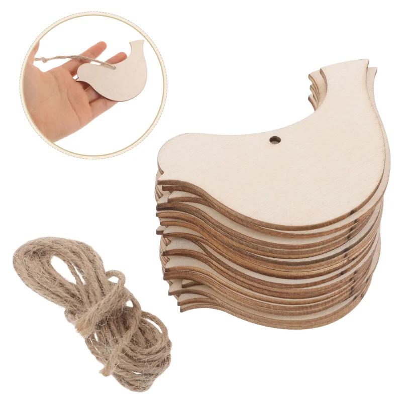 A Top Quality Cutouts For Unfinished Wooden Bird Shapes Natural Slices Diy Wood Crafts Painting Hanging Bird Ornaments With Jute