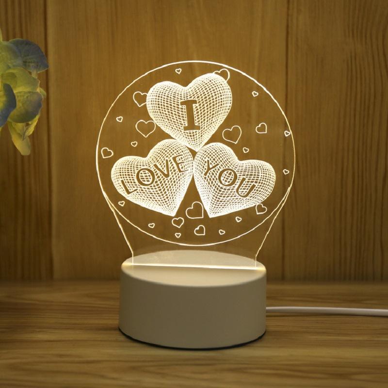 Creative 3D LED Night Light 7 Color Acrylic Veilleuse ABS Plastic Base LED Night Lamp for Children's Room Table Desk Use